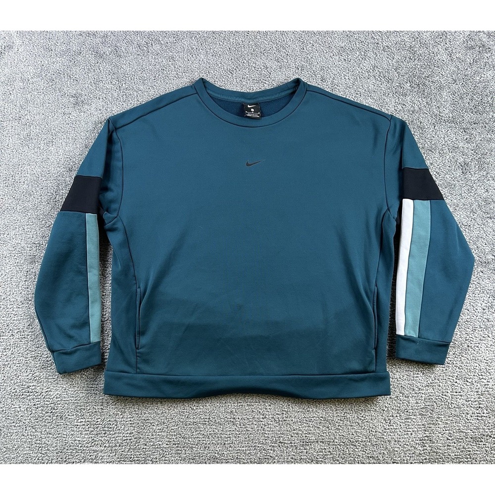 Nike Mens Colorblock Crewneck Sweatshirt Teal Green BV4970-347 Medium W/ Pockets